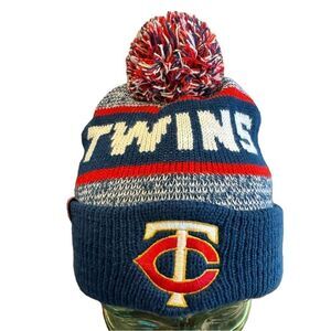 Caribou Coffee MN Minnesota Twins Beanie Hat Pom Cap Red White Blue
